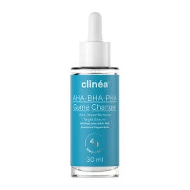 Clinea AHA-BHA-PHA Game Changer Anti-imperfections, нощен серум за лице, с AHA и колаген за стягане и премахване на несъвършенства 30 мл
