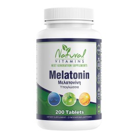 Natural Vitamins Melatonin 1mg Συμπλήρωμα για τον Ύπνο 200tabs Υπογλώσσια