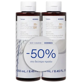 Korres ПРОМО душ гел с кисело мляко, душ гел с кисело мляко, вторият продукт -50% 2x250ml