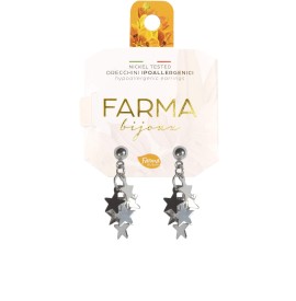 Farma Bijoux Υποαλλεργικά Σκουλαρίκια Μενταγιόν με Ασημί Αστέρια 20mm BE175C35