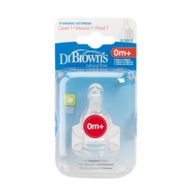Dr Browns Natural Flow Θηλή Σιλικόνης Για Μπιμπερό Με Στενό Λαιμό Επίπεδο 1 0-3m 2τμχ 302-RGX