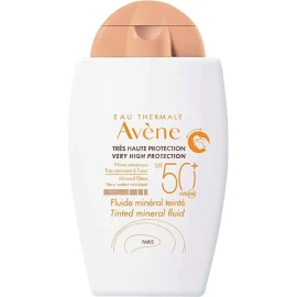 Avene Eau Thermale Fluide Mineral Teinte Mineral водоустойчив слънцезащитен крем за лице с тънка течност SPF50 с нюанс 40 мл