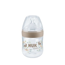 Nuk For Nature Πλαστικό Μπιμπερό Κατά των Κολικών με Θηλή Σιλικόνης, Δείκτη Ελέγχου Θερμοκρασίας 150ml για 0-6m Μπεζ 1τμχ 10.743.075
