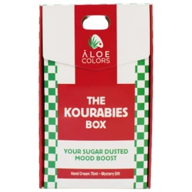 КОЛЕДНА ПРОМОЦИЯ НА Aloe Colors 2025 Кутията Kourabies Вашият захарен пудрат крем за ръце 75 мл и мистериозен подарък