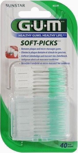 GUM Soft Picks 636 Μεσοδόντιες Οδοντογλυφίδες Extra Large Fluoride 40τμχ