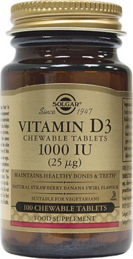 Solgar Vitamin D3 1000iu Chewable 100tabs μασώμενες
