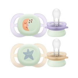 Avent Ultra Start Nighttime Πιπίλα Σιλικόνης 0-2m Φεγγάρι/Αστέρι 2τμχ SCF075/07