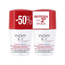 Vichy PROMO Deodorant 72h Stress Resist Αποσμητικό Roll on 72 ώρες Προστασία από Έντονη Εφίδρωση 2x50ml -50% στο 2ο Προϊόν