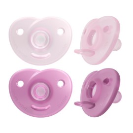 Philips Avent Soothie Πιπίλα Όλο Σιλικόνη Ροζ - Μωβ 0-6m 2τμχ SCF099/27