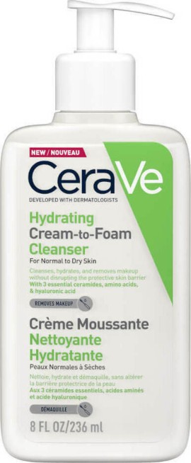 CeraVe Hydrating Cream to Foam Cleanser for Normal to Dry Skin 236ml