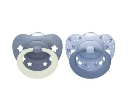 NUk First Choice Classic Day & Night Πιπίλα Σιλικόνης Μπλε Καρδούλες & Αστεράκια 6-18m 10.176.383 2τμχ