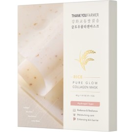 Thank You Farmer Rice Pure Glow Collagen Mask Μάσκα Προσώπου Για Λάμψη & Ενυδάτωση 4τμχ