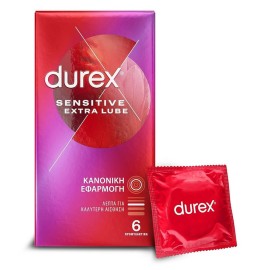Durex Προφυλακτικά Sensitive Extra Lube Λεπτά με Περισσότερο Λιπαντικό 6τμχ