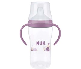 Nuk Cup Εκπαιδευτικό Μπιμπερό Πλαστικό με Λαβές Ιπποπόταμος Ροζ 6m+ 260ml 10.216.312