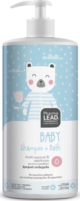 PharmaLead Baby Shampoo and Bath με Πρωτεΐνες Γάλακτος, Εκχυλίσματα Φασκόμηλου & Χαμομηλιού 1lt
