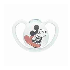 Nuk Πιπίλα Σιλικόνης Space Mickey & Minnie 0-6m με Θήκη Λευκό 1τμχ 10.730.716