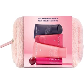 Caudalie XMAS 2026 Your Beauty Essentials Pouch, Νεσεσέρ Ταξιδιού με Καθαριστικό Τζελ 30ml & Ενυδατική Κρέμα 15ml & Lip Balm με Χρώμα 4.5gr & Σαμπουάν 30ml