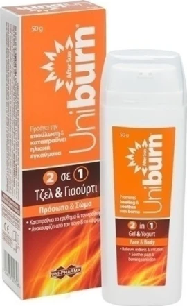 Uniburn 2 в 1 гел за след слънце с кисело мляко за лице и тяло 50 мл