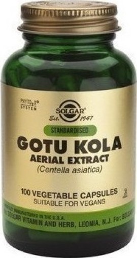 Solgar Gotu Kola Συμπλήρωμα Διατροφής που Κινητοποιεί την Κυκλοφορία στα Κάτω Άκρα 100caps
