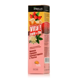 InoPlus Vita Cold & Flu Натурална формула срещу настинки и грип, портокал, 20 ефервесцентни таблетки
