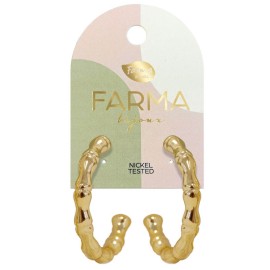 Farma Bijoux Υποαλλεργικά Σκουλαρίκια Χρυσοί Κρίκοι Bambu 38mm BEWOW08 1 ζευγάρι