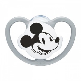 Nuk Πιπίλα Σιλικόνης Space Mickey & Minnie 0-6m με Θήκη Γκρι 10.175.369