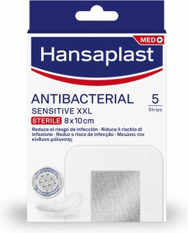 Hansaplast Antibacterial XXL Sensitive Sterile 8x10cm 5τμχ