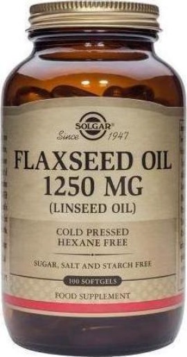 Solgar Flaxseed Oil (Linseed Oil) 1250mg, Έλαιο Λιναρόσπορου 100 μαλακές κάψουλες