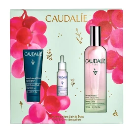 Caudalie КОЛЕДНА ПРОМОЦИЯ 2025 Prep & Glow Най-продавани трио подаръчни комплекти с еликсир за красота 100 мл и ПОДАРЪЧЕН серум против несъвършенства 10 мл и детоксикираща маска 15 мл