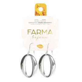 Farma Bijoux Υποαλλεργικά Σκουλαρίκια Ασημένιο Οβάλ 45mm PS01