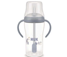 Nuk Perfect Match Εκπαιδευτικό Μπιμπερό με Καλαμάκι Σιλικόνης Penguin 8m+ 260ml 10.216.318