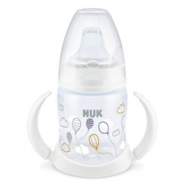 Nuk Εκπαιδευτικό Μπιμπερό με Λαβές First Choice 6m+ Λευκό με Μπαλόνια 150ml 10.743.943