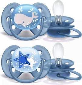 Πιπίλα Ultra Soft Σιλικόνης Whale-Star Μπλε Γκρι 6-18m 2τμχ SCF223/03