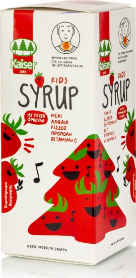 Kaiser Kids Syrup Παιδικό Σιρόπι για τον Ερεθισμένο Λαιμό Φράουλα 200ml