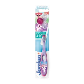 Jordan Kids Toothbrush Step by Step Soft, Μαλακή Παιδική Οδοντόβουρτσα 3-5 Ετών Μωβ 1τμχ