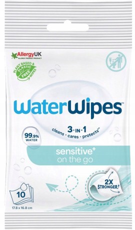 WaterWipes On the Go Υγρά Μωρομάντηλα 100% Χωρίς Πλαστικό με 99,9% Νερό 10τμχ