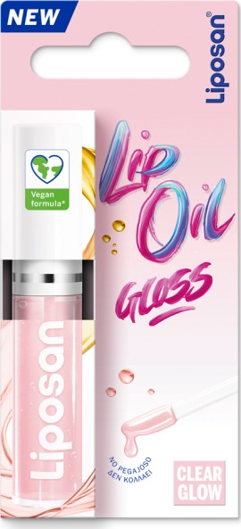 Liposan Lip Oil Gloss Clear Glow Ελαιώδες Gloss Αμεσης Ενυδάτωσης 5,1gr