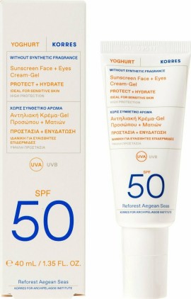 Korres Yoghurt Sunscreen Emulsion Face & Eyes Cream Gel Αντηλιακό Κρέμα - Τζελ Προσώπου SPF50 40ml