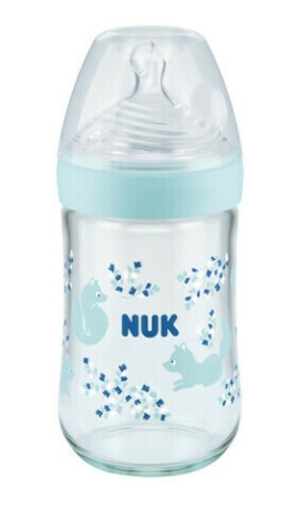 Nuk Γυάλινο Μπιμπερό Nature Sense Blue Fox Θηλή Σιλικόνης M 0m+240ml 10.745.119