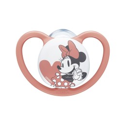 Nuk Πιπίλα Σιλικόνης Space Mickey & Minnie 18-36m με Θήκη Πορτoκαλί 10.738.747