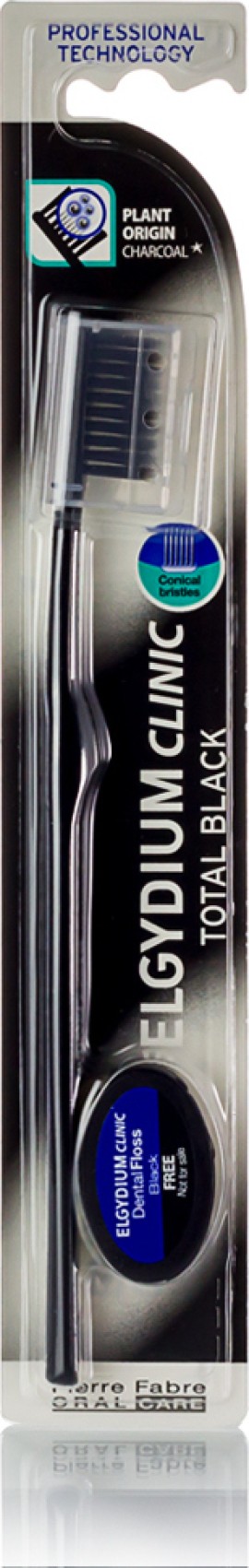 Elgydium Clinic Total Black Οδοντόβουρτσα 1τμχ & Δώρο Dental Floss Black 1τμχ