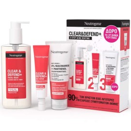 Neutrogena PROMO Clear & Defend Promo Pack με Καθαριστικό Προσώπου για την Ακμή 200ml & Ορό Καθημερινής Χρήσής 30ml & ΔΩΡΟ Ενυδατικό Τζελ Προσώπου 50ml