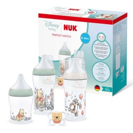 Nuk Perfect Match Gift Set Disney Winnie 0-6m με Μπιμπερό 0μ+ S, 150ml & 2x Μπιμπερό 3m+ M, 260ml & Πιπίλα 0-6m, 1τμχ 10.225.354