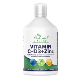 Natural Vitamins Vitamin C + D3 + Zinc για Ενίσχυση του Ανοσοποιητικού με Γεύση Πορτοκάλι 500ml