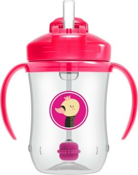 Dr Browns Babys Straw Cup 6m+ Ροζ Πάπια 270ml TC91011