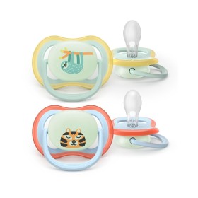 Philips AVENT Πιπίλες Σιλικόνης Νυκτός Ultra Air Nighttime για 0-6m Jungle/Lion 2τμχ SCF376/24