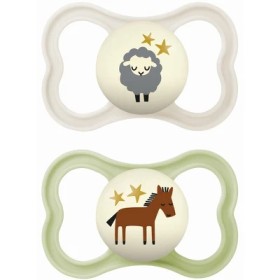 Mam Supreme Night Silicone Soother 6-16m Ορθοδοντική Πιπίλα Σιλικόνης που Λάμπει στο Σκοτάδι Κρεμ - Βεραμαν 2τμχ