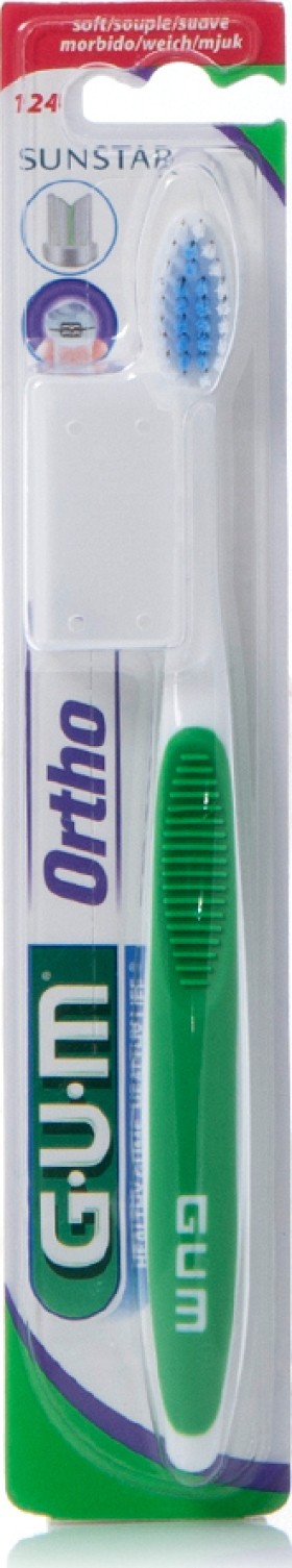 GUM Ortho Οδοντόβουρτσα Soft Πράσινη 1τμχ 124