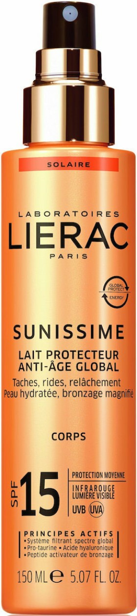 Lierac Sunissime Anti-Aging Global Milk Αντηλιακή Λοσιόν Σώματος SPF15 σε Spray 150ml