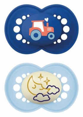 Mam Πιπίλα Day & Night Σιλικόνης 16m+ Μπλε - Γαλάζιο 2τμχ